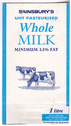 Vereinigtes Königreich: Sainsbury´s UHT pasteurised Whole Milk