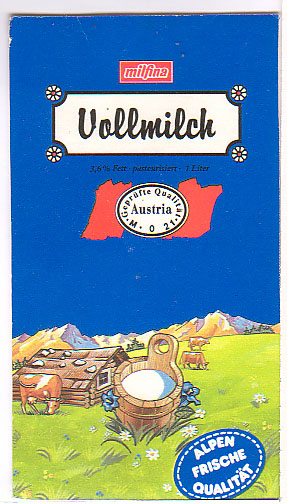 Österreich: Milfina - Vollmilch, pasteurisiert, alpenfrische Qualität
