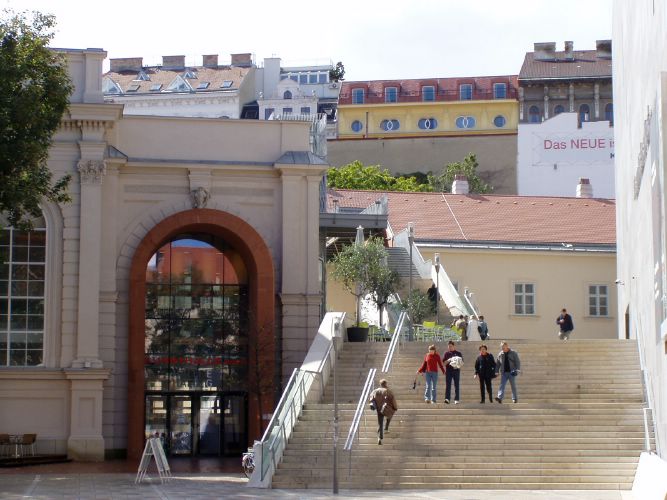 main court - stairs to quartier 21 oval building